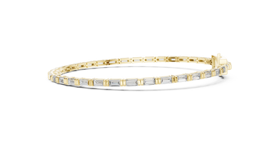 Baguette Moissanite Link Bracelet in yellow 925 sterling silver, view 4