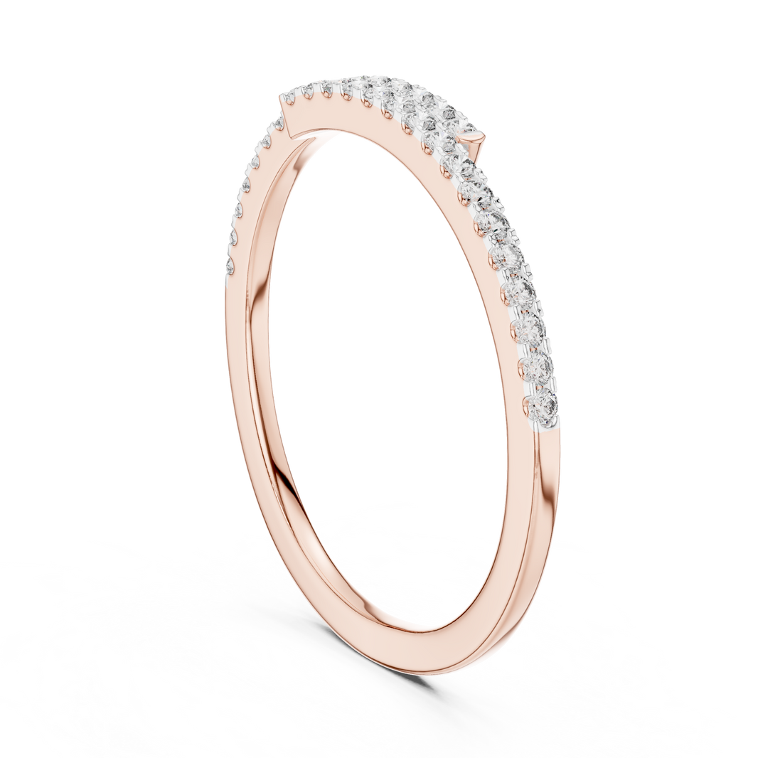 Open Bypass Pavé Moissanite Band in rose 925 sterling silver, view 1