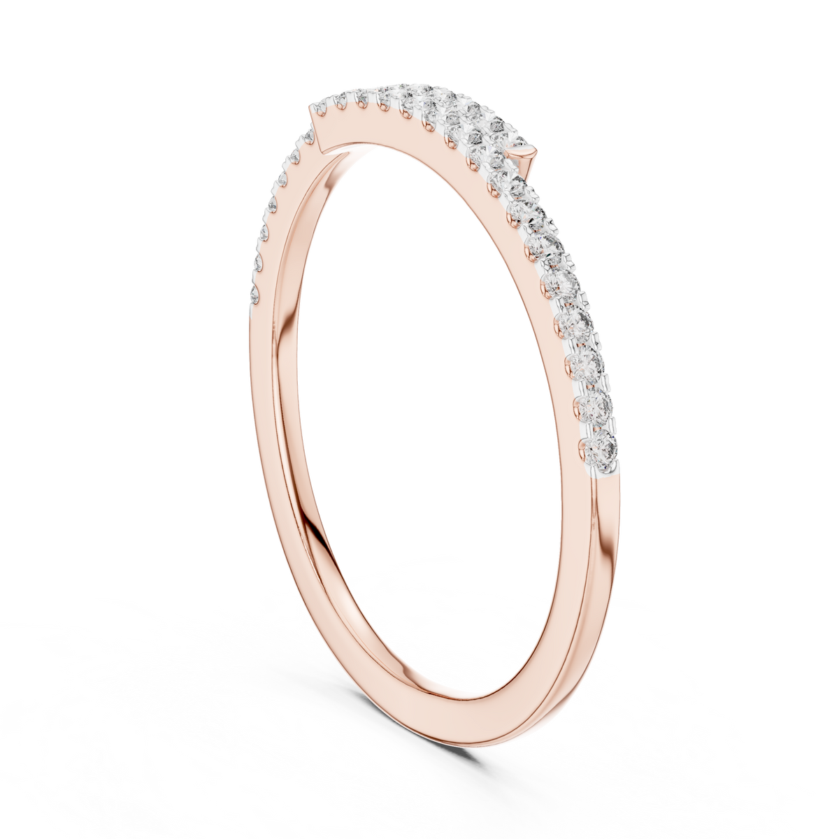 Open Bypass Pavé Moissanite Band in rose 925 sterling silver, view 1