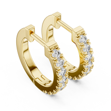 Moissanite pave huggie hoop earrings in yellow 925 sterling silver, view 2