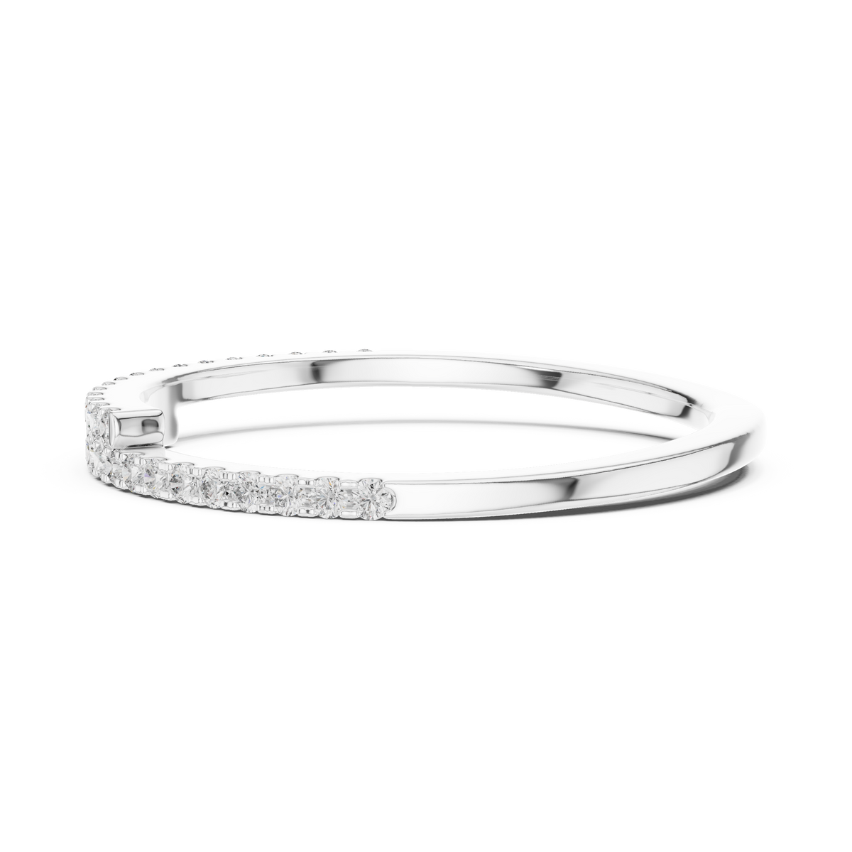 Open Bypass Pavé Moissanite Band in white 925 sterling silver, view 3