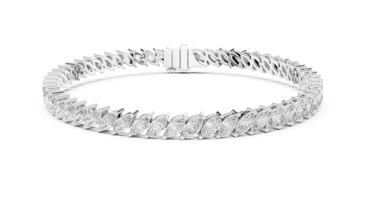 Marquise Moissanite Tennis Bracelet in white 925 sterling silver, view 1