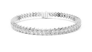 Marquise Moissanite Tennis Bracelet in white 925 sterling silver, view 1