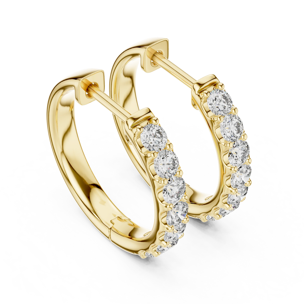 Moissanite huggie hoop earrings in yellow 925 sterling silver, view 2