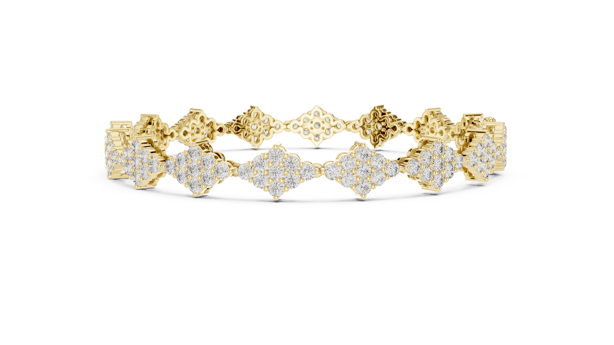 Diamond Shape Cluster Moissanite Bracelet in yellow 925 sterling silver, view 4