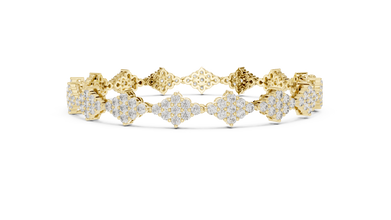 Diamond Shape Cluster Moissanite Bracelet in yellow 925 sterling silver, view 4
