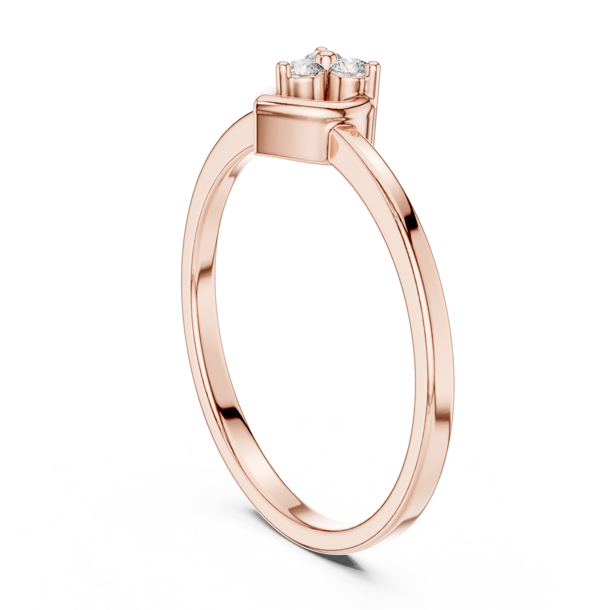 Open Heart Cluster Moissanite Ring in rose 925 sterling silver, view 1