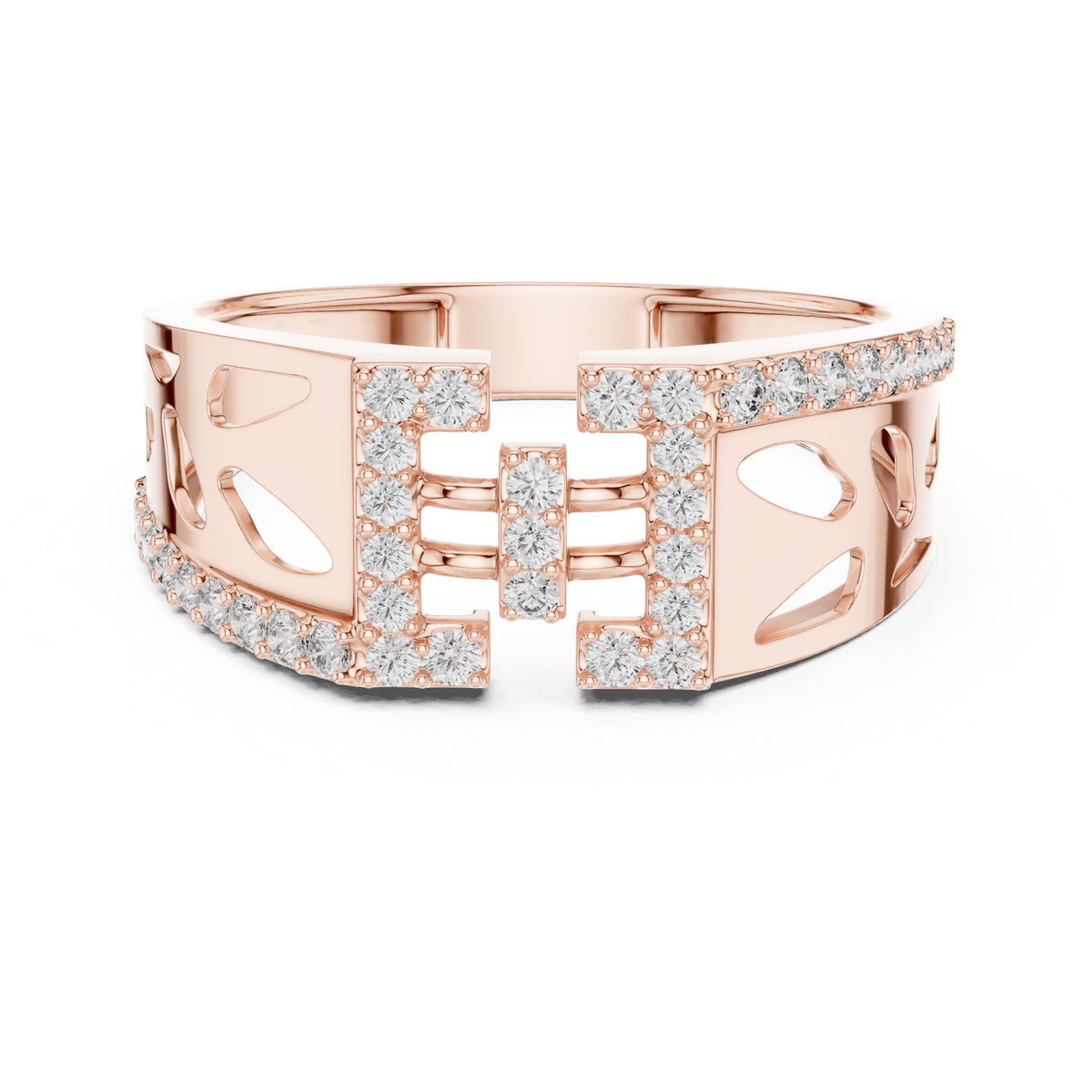 Geometric Bracket Pavé Openwork Moissanite Band in rose 925 sterling silver, view 4