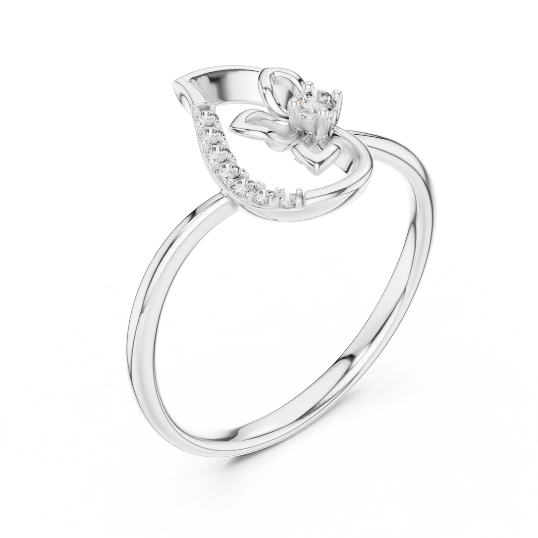 Paisley Swirl Moissanite Ring in white 925 sterling silver, view 2