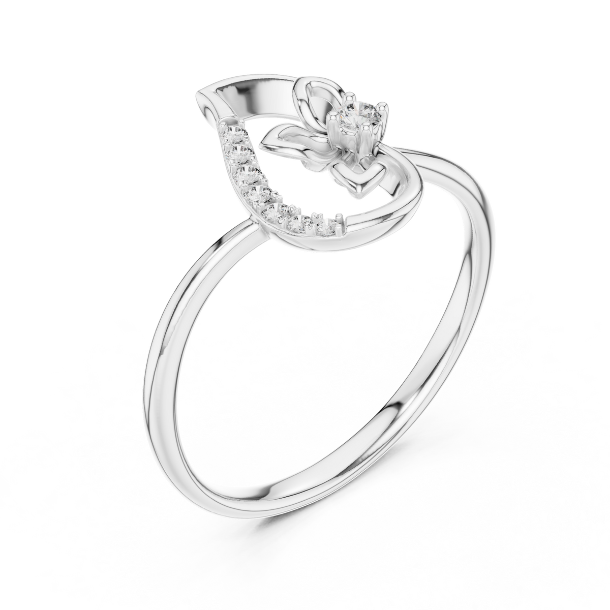 Paisley Swirl Moissanite Ring in white 925 sterling silver, view 2