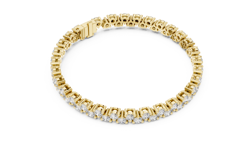Round Moissanite Loop Link Tennis Bracelet in yellow 925 sterling silver, view 3