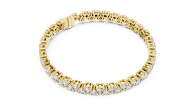 Round Moissanite Loop Link Tennis Bracelet in yellow 925 sterling silver, view 3