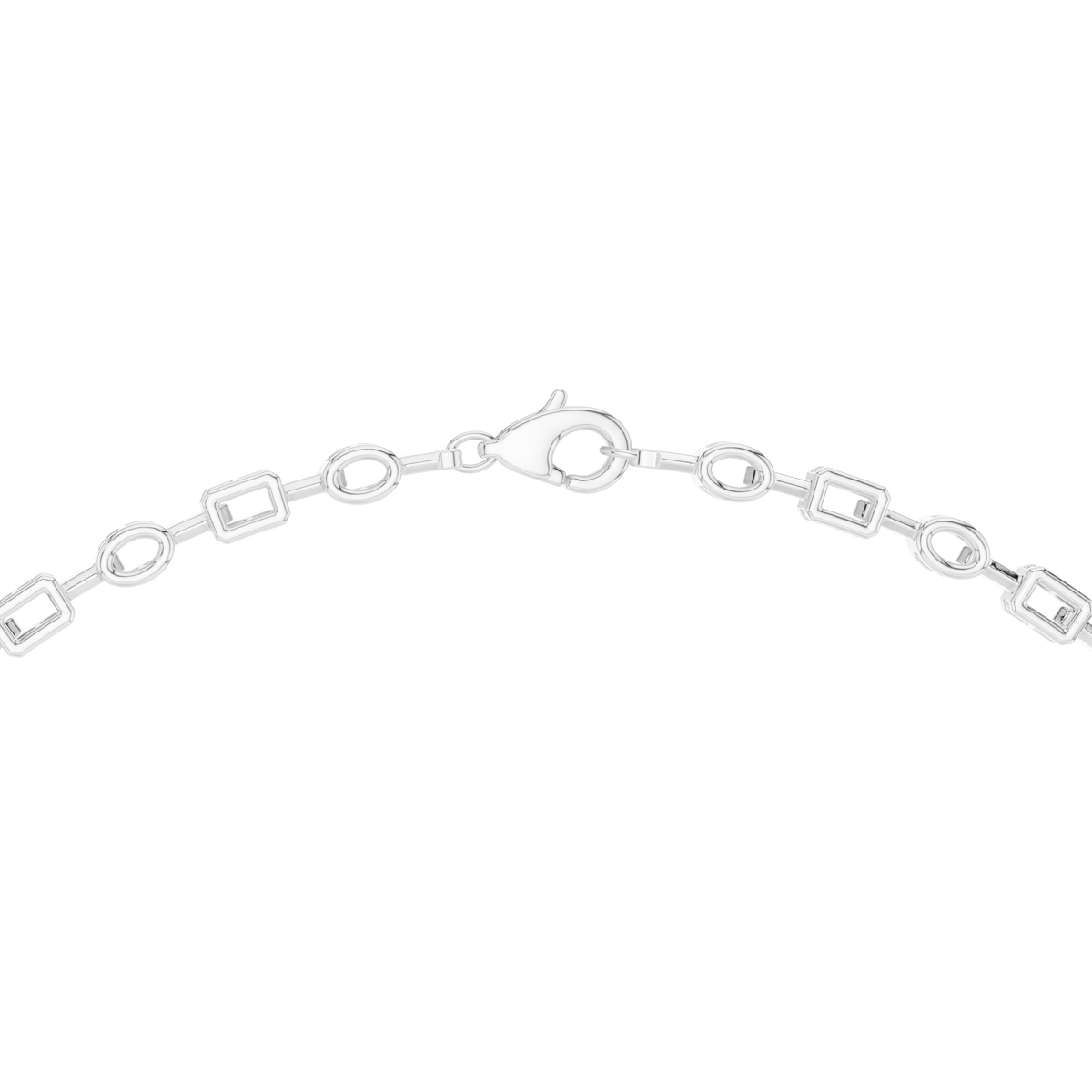 Mixed Shape Y Drop Necklace in white 925 sterling silver, view 4