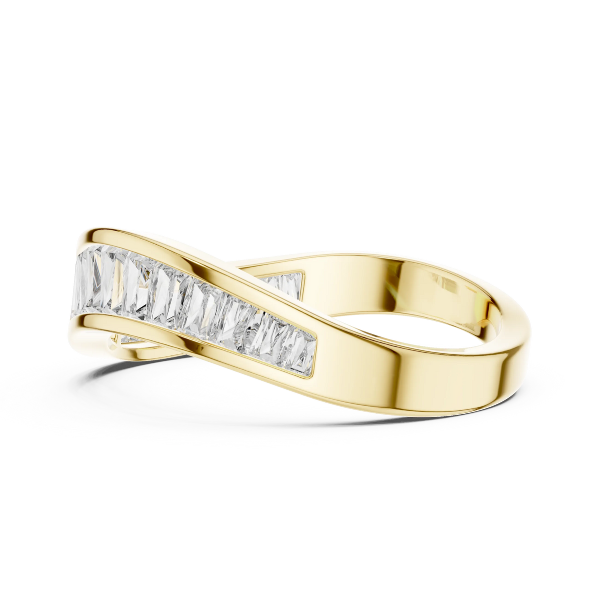 Baguette Moissanite Curved Contour Band in yellow 925 sterling silver, view 3