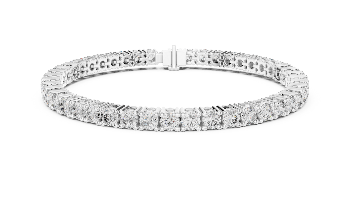 3.5 mm Round Moissanite Tennis Bracelet in white 925 sterling silver, view 1