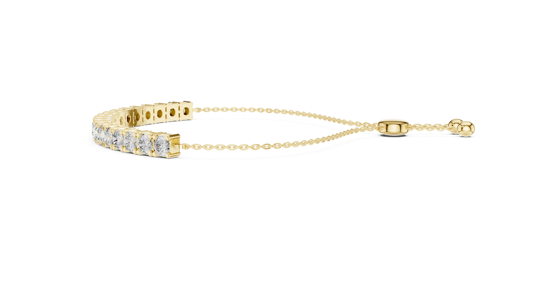 Round Moissanite Bolo Slider Bracelet in yellow 925 sterling silver, view 4