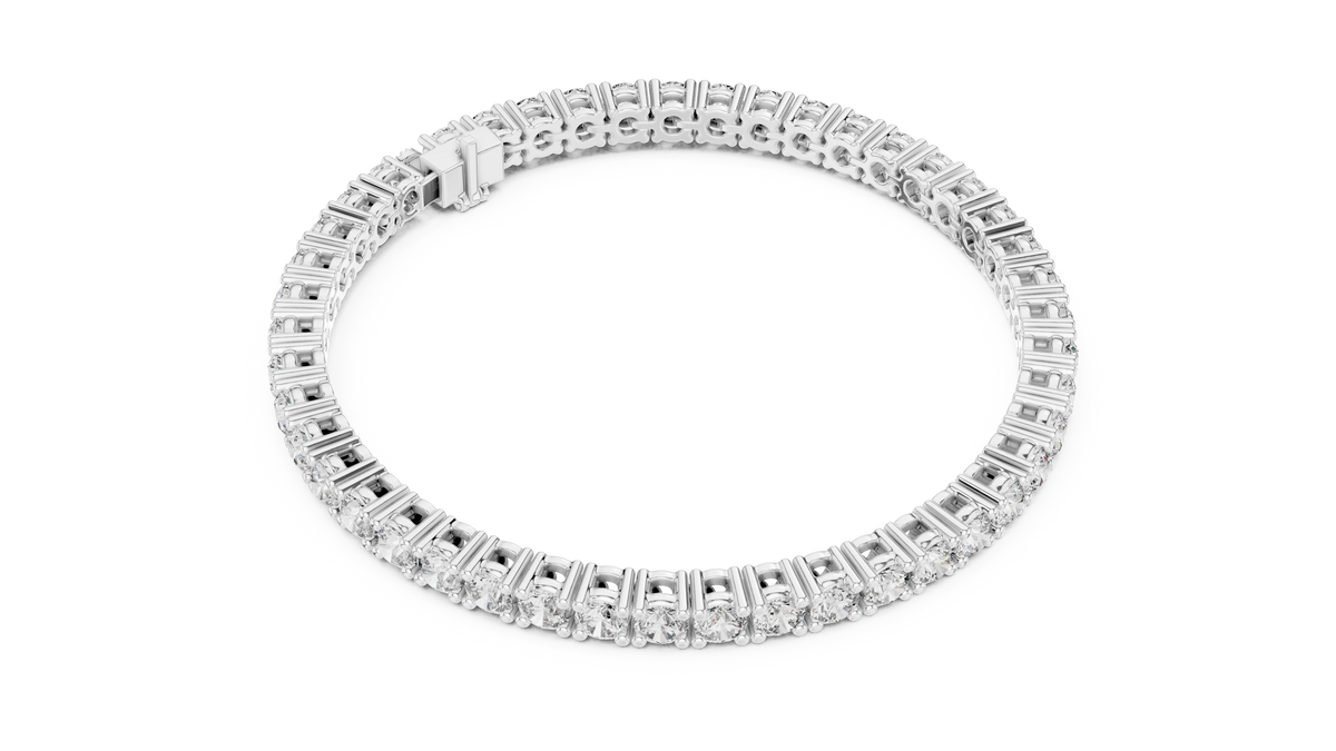 3.5 mm Round Moissanite Tennis Bracelet in white 925 sterling silver, view 3