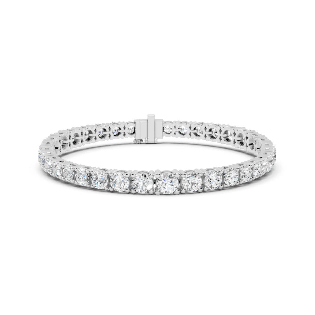 Graduated Round Moissanite Tennis Bracelet in white 925 sterling silver, view 4