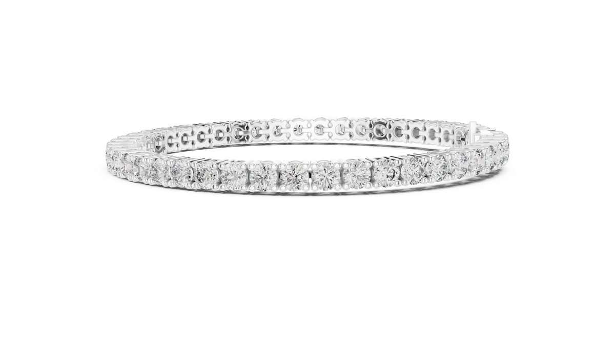 3.5 mm Round Moissanite Tennis Bracelet in white 925 sterling silver, view 4
