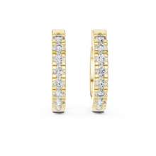 Moissanite pave huggie hoop earrings in yellow 925 sterling silver, view 4