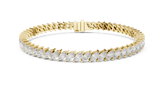 Marquise Moissanite Tennis Bracelet in yellow 925 sterling silver, view 1