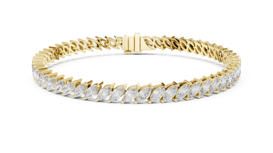 Marquise Moissanite Tennis Bracelet in yellow 925 sterling silver, view 1