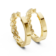 Marquise moissanite double row hoop earrings in yellow 925 sterling silver, view 3