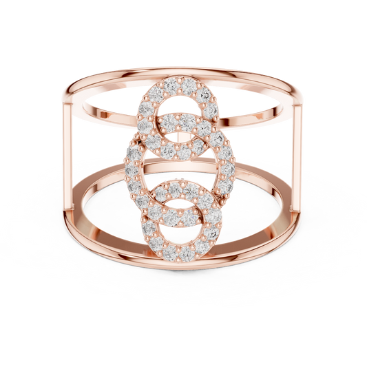 Interlocking Circles Cage Moissanite Ring in rose 925 sterling silver, view 4