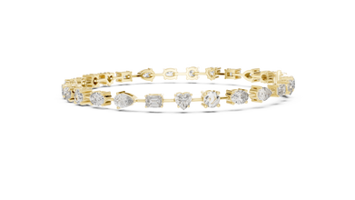 Mixed Shape Moissanite Tennis Bracelet in yellow 925 sterling silver, view 4