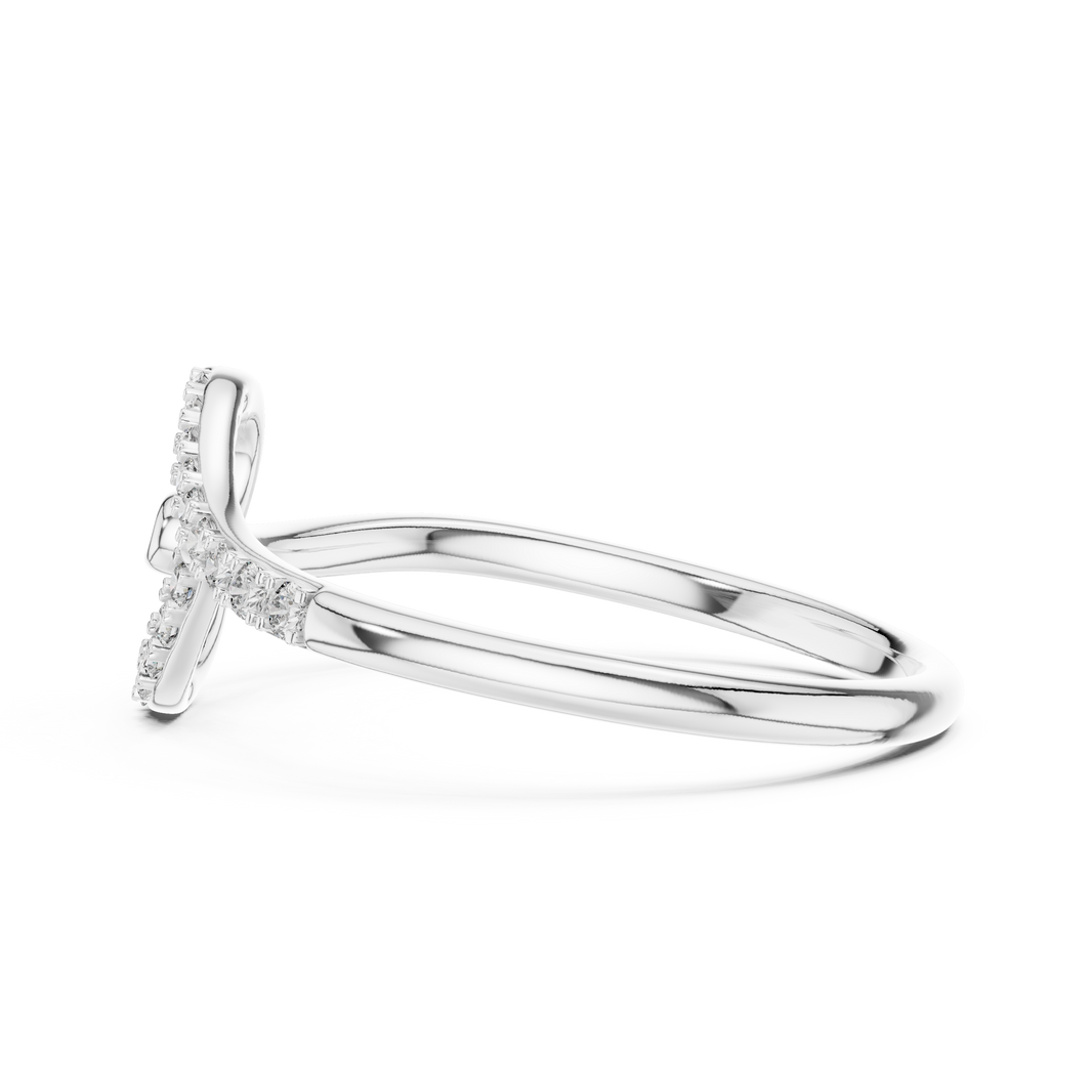 Open Heart Swirl Moissanite Ring in white 925 sterling silver, view 3
