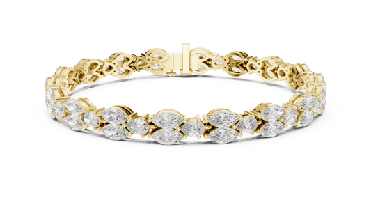Marquise and Pear Moissanite Tennis Bracelet in yellow 925 sterling silver, view 1