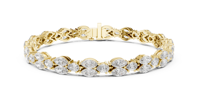 Marquise and Pear Moissanite Tennis Bracelet in yellow 925 sterling silver, view 1