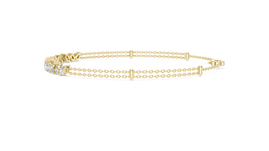 Mixed Shape Moissanite Station Chain Bracelet in yellow 925 sterling silver, view 4