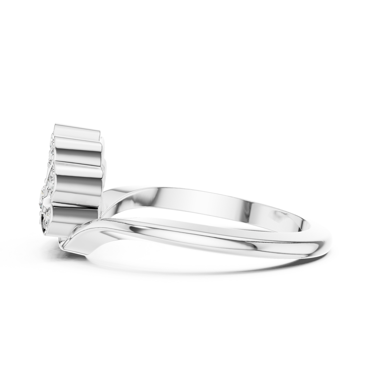 Art Deco Scalloped Fan Moissanite Cluster Ring in white 925 sterling silver, view 3