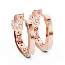 Moissanite solitaire pave huggie earrings in rose 925 sterling silver, view 3