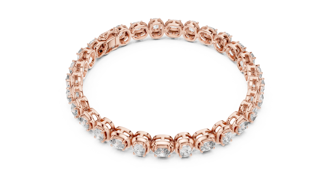 Cushion Cut Moissanite Tennis Bracelet in rose 925 sterling silver, view 3