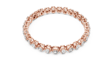 Cushion Cut Moissanite Tennis Bracelet in rose 925 sterling silver, view 3