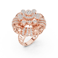 Flower Cluster Moissanite Cocktail Ring in rose 925 sterling silver, view 2