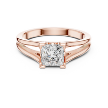 Princess Cut Solitaire Moissanite Split Shank Ring in rose 925 sterling silver, view 4