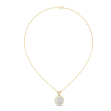Round Halo Moissanite Pendant in yellow 925 sterling silver, view 1