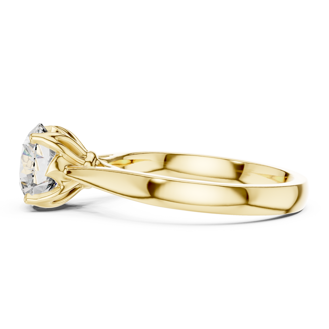 Round Cathedral Moissanite Solitaire Ring in yellow 925 sterling silver, view 3