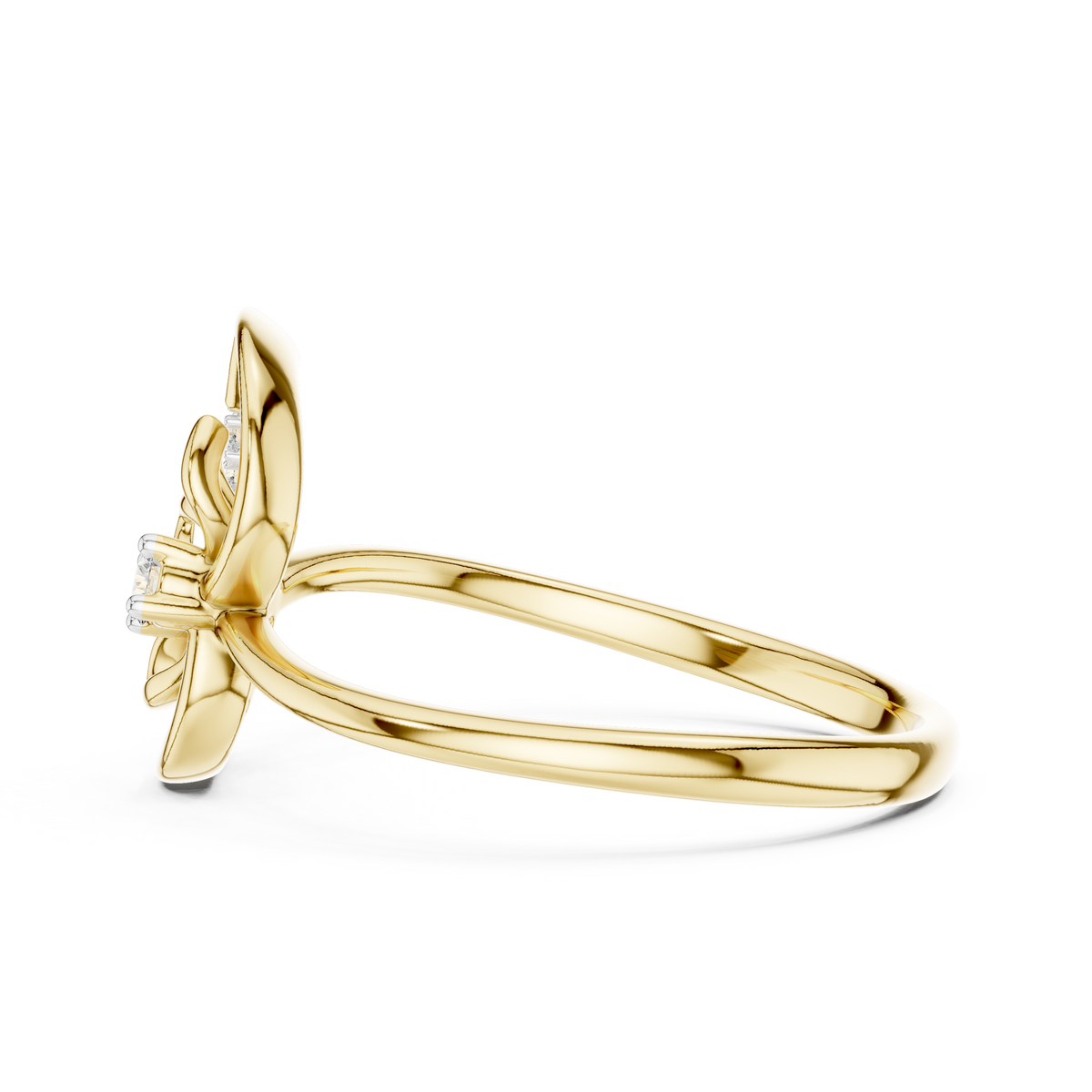 Paisley Swirl Moissanite Ring in yellow 925 sterling silver, view 3