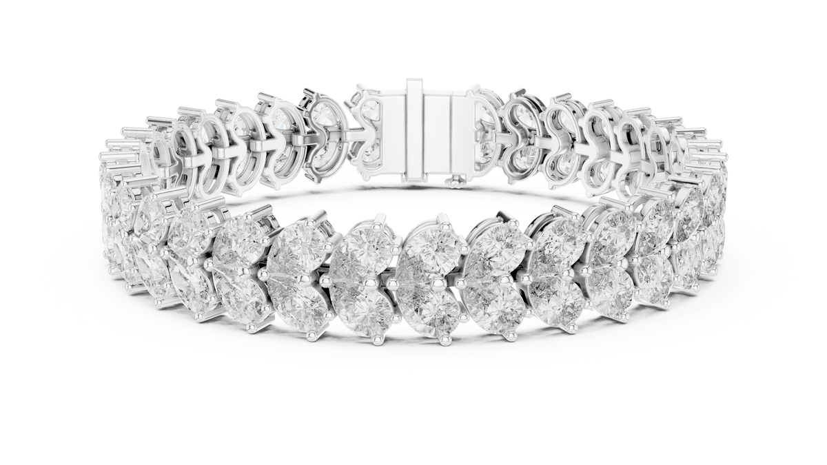 Pear Cluster Moissanite Statement Bracelet in white 925 sterling silver, view 1