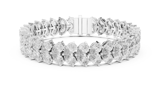 Pear Cluster Moissanite Statement Bracelet in white 925 sterling silver, view 1