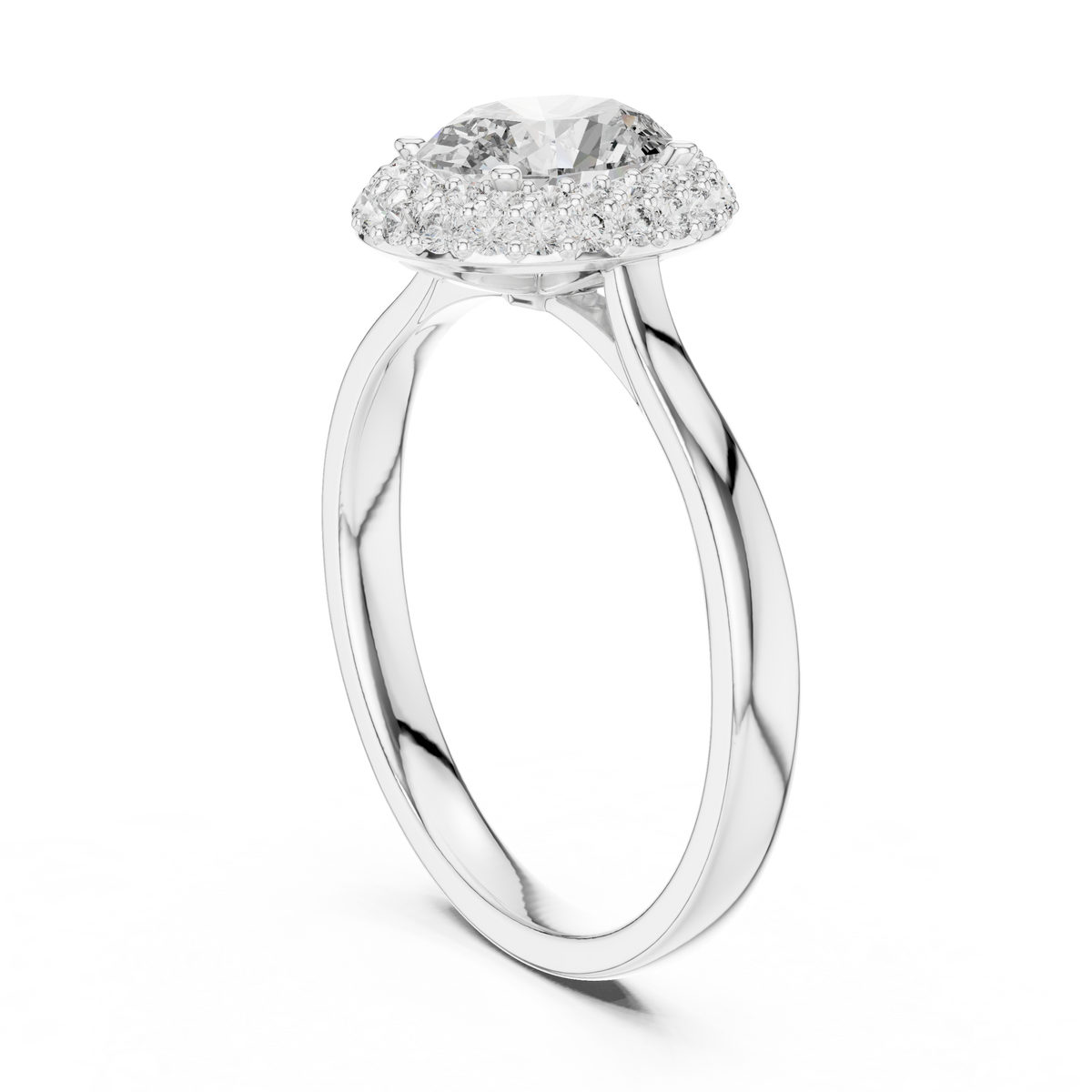 Oval Double Halo Moissanite Ring in white 925 sterling silver, view 1