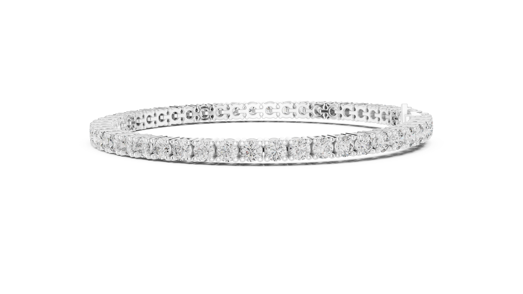 Round Moissanite Classic Tennis Bracelet in white 925 sterling silver, view 4