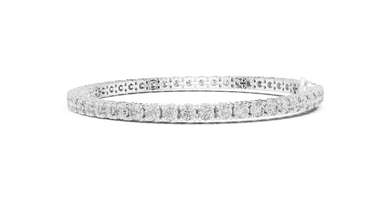 Round Moissanite Classic Tennis Bracelet in white 925 sterling silver, view 4