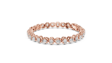 Cushion Cut Moissanite Tennis Bracelet in rose 925 sterling silver, view 2