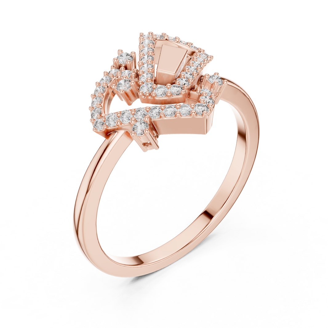 Interlocking Frames Pavé Moissanite Cocktail Ring in rose 925 sterling silver, view 2