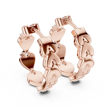 Moissanite heart huggie hoop earrings in rose 925 sterling silver, view 3